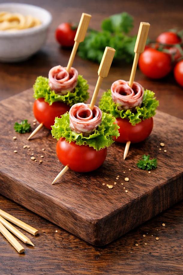 Канапе с салями и черри