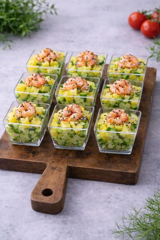 Салат с креветками и ананасом